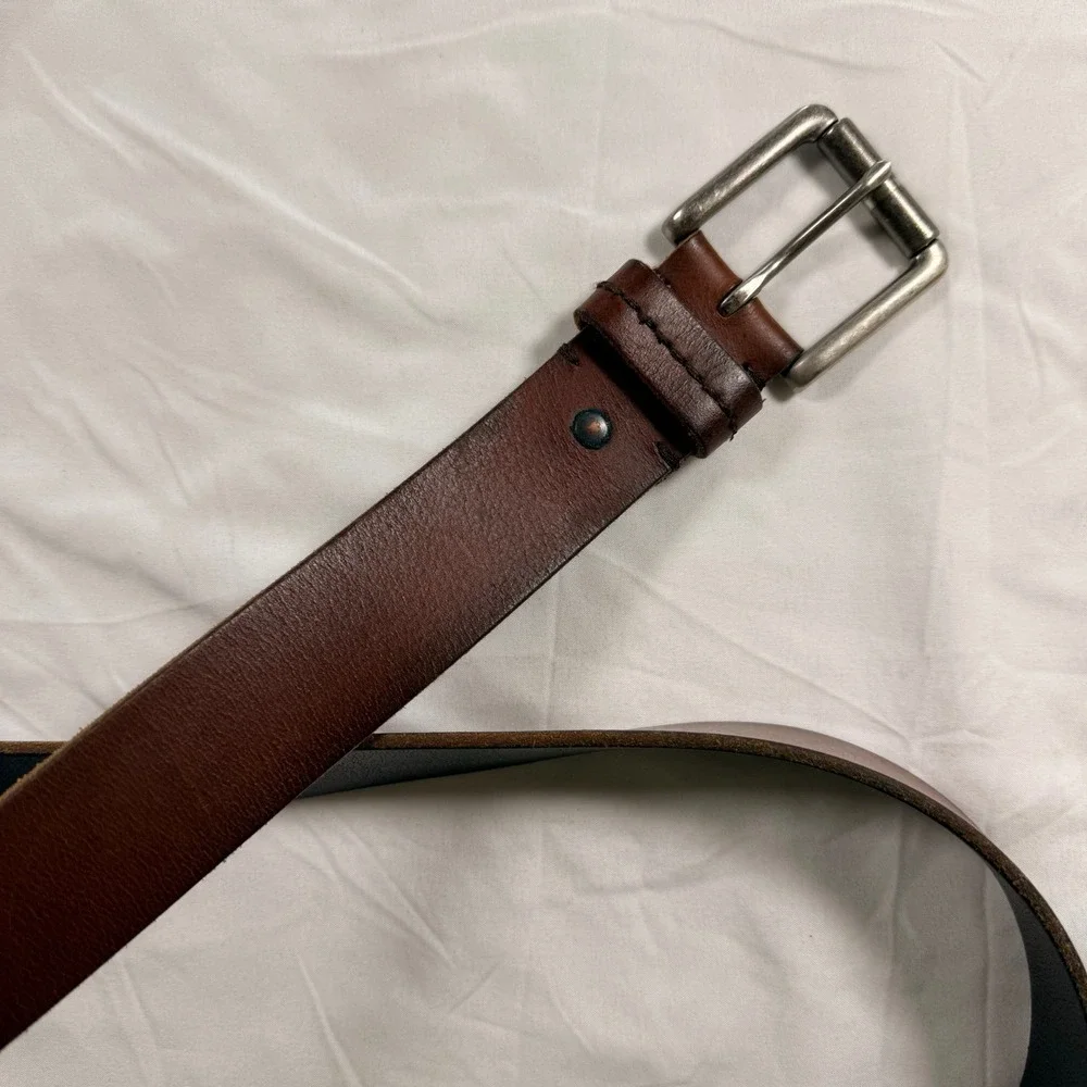 Fossil Mens Brown Genuine Leather Belt Size 36 SMB107020136 Roller Buckle Casual